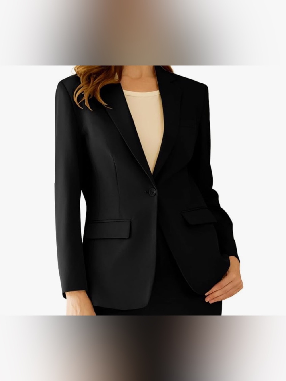 Classic Black Women's Single-Button Blazer
